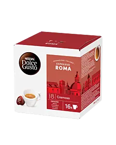 Nescaf&eacute; Espresso Roma package and capsule for Dolce Gusto
