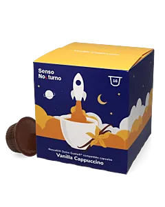 Senso Nocturno Vanilla Cappuccino package and capsule for Dolce Gusto
