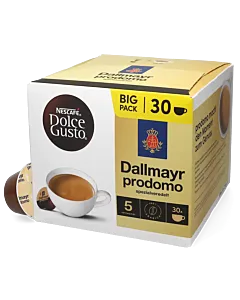 Dallmayr Prodomo Big Pack package and capsule for Dolce Gusto
