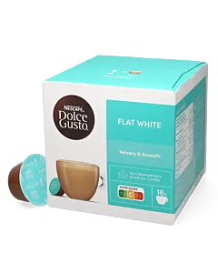 Nescaf&eacute; Flat White package and capsule for Dolce Gusto