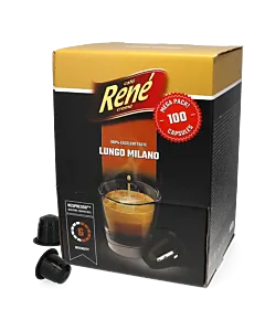 Caf&Atilde;&copy; Ren&Atilde;&copy; Lungo Milano Big Pack package and capsule for Nespresso&Acirc;&reg;