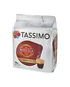 Marcilla Espresso package and capsule for Tassimo