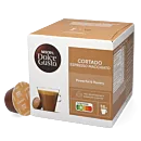 Nescafé Cortado Espresso Macchiato package and capsule for Dolce Gusto
