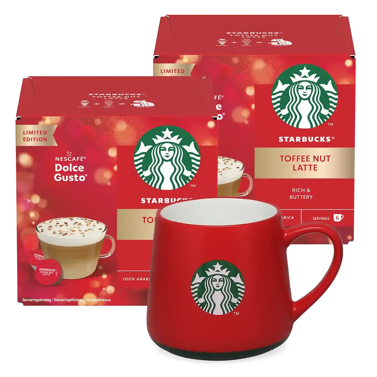 Pacote Toffee Nut Latte + caneca vermelha